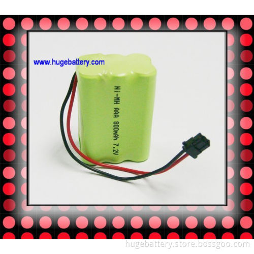7.2V AAA 800mAh Ni-MH Rechargeable Battery Pack for LED Light, Helicopter, Power Tools